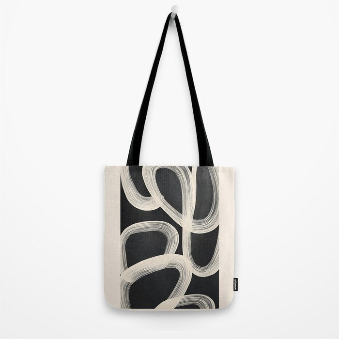 Black and White  Abstract Line Art  2 Tote Bag Gallery Image 2