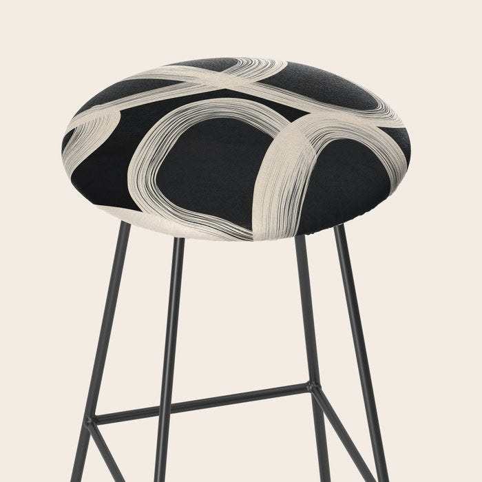 Black and White  Abstract Line Art  2 Stool Gallery Image 2