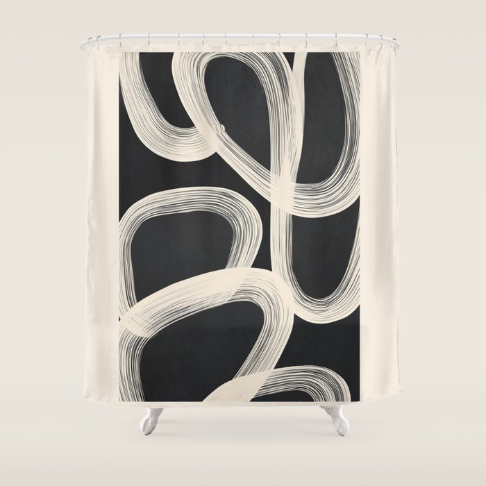 Black and White  Abstract Line Art  2 Shower Curtain Gallery Image 1