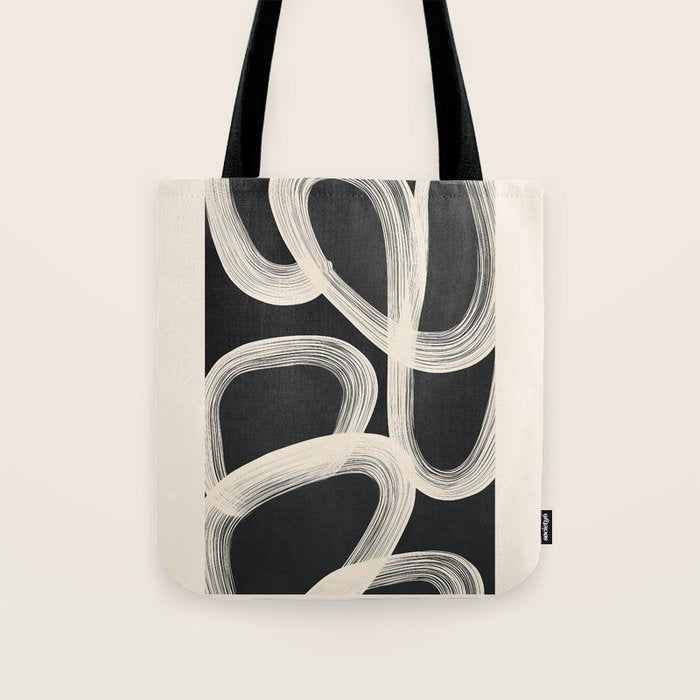 Black and White  Abstract Line Art  2 Tote Bag Gallery Image 1