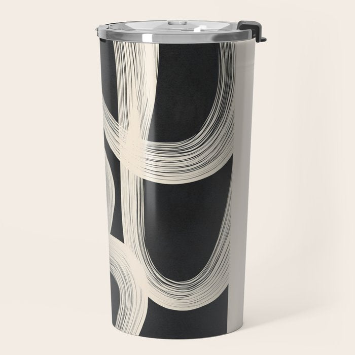 Black and White  Abstract Line Art  2 Travel Mug Gallery Image 2