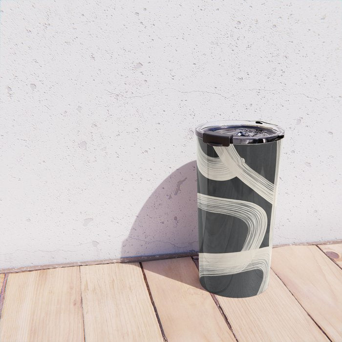 Black and White  Abstract Line Art  2 Travel Mug Gallery Image 4