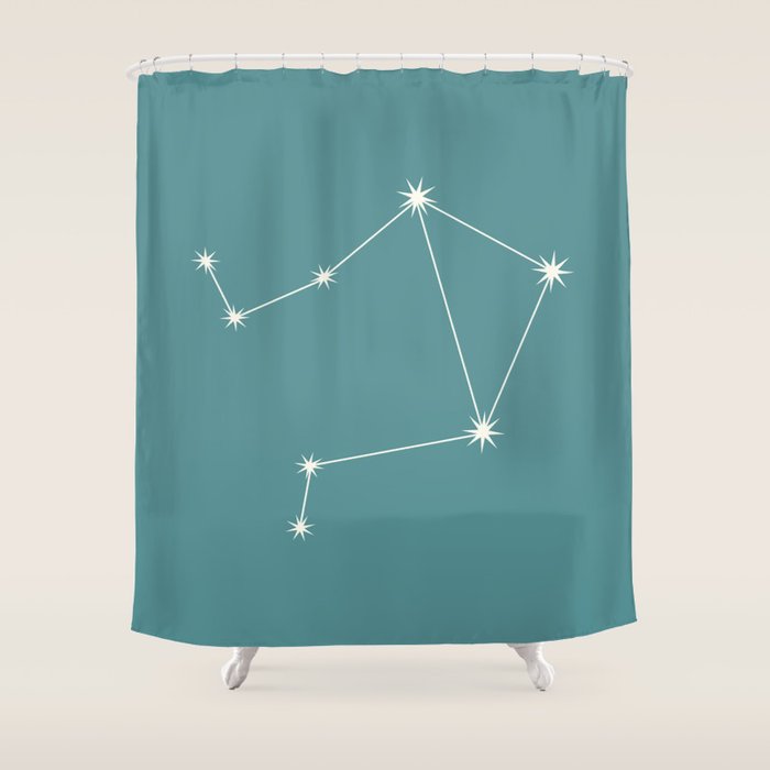 Libra Zodiac Star Constellation Line Art Teal Shower Curtain Gallery Image 1