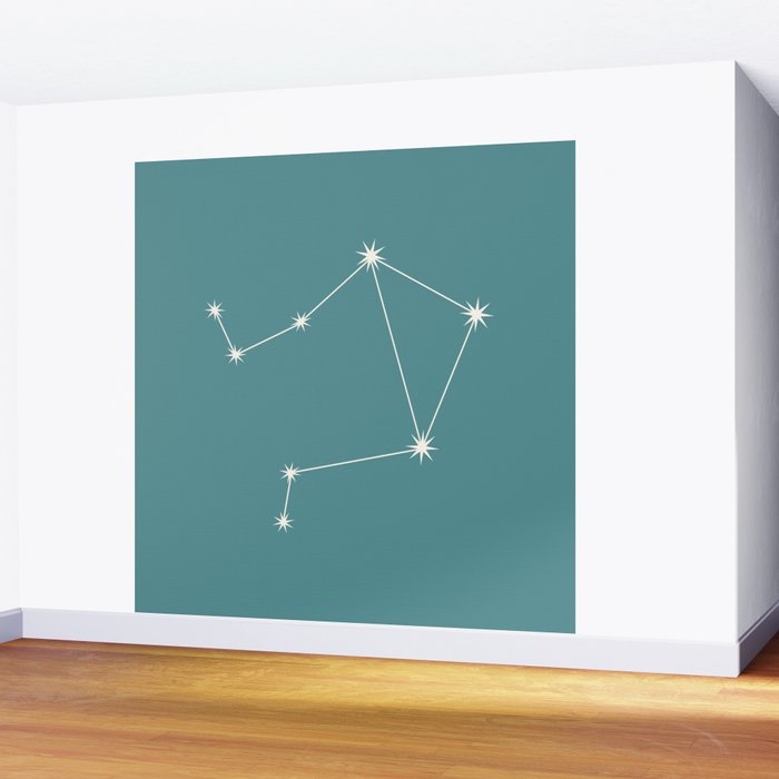 Libra Zodiac Star Constellation Line Art Teal Wall Mural Gallery Image 2