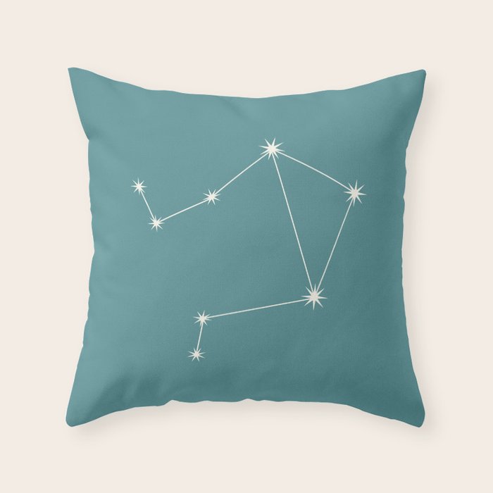 Libra Zodiac Star Constellation Line Art Teal Throw Pillow Gallery Image 6