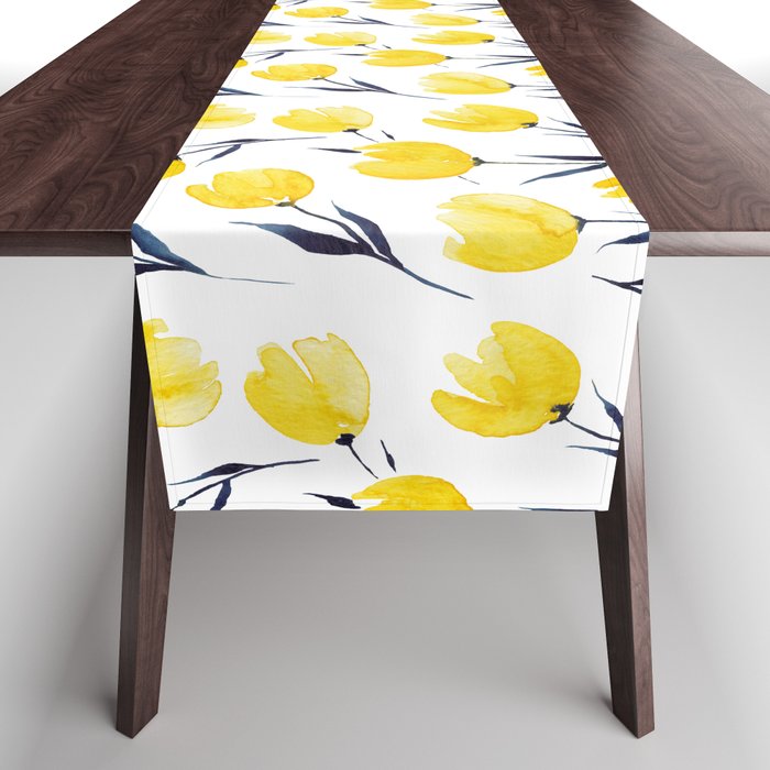 Yellow Tulips | Watercolour Pattern Table Runner Gallery Image 1