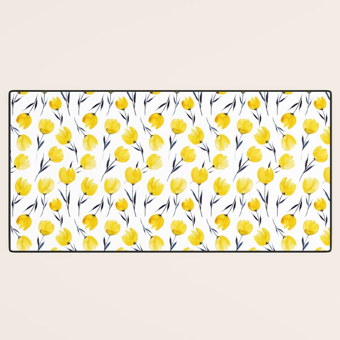 Yellow Tulips | Watercolour Pattern Desk Mat Gallery Image 3