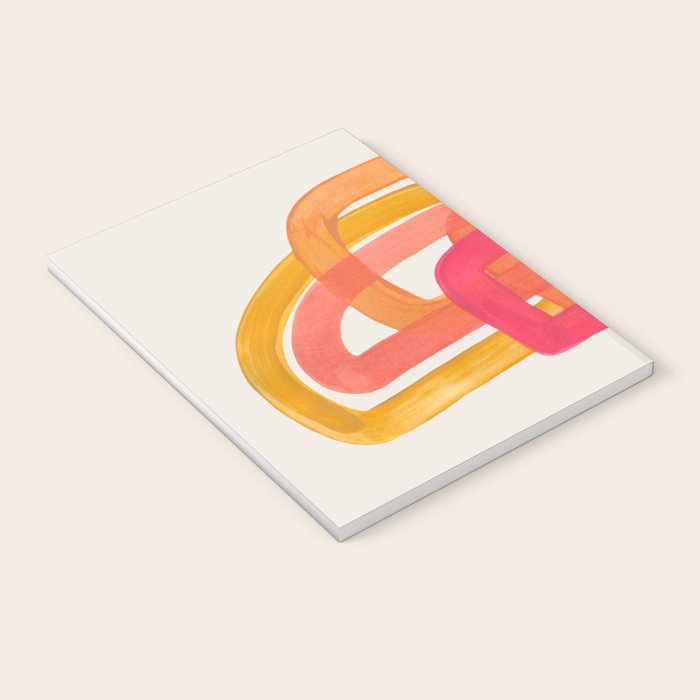 Funky Retro 70's Style Pattern Orange Pink Greindent Striped Circles Mid Century Colorful Pop Art Notebook Gallery Image 3