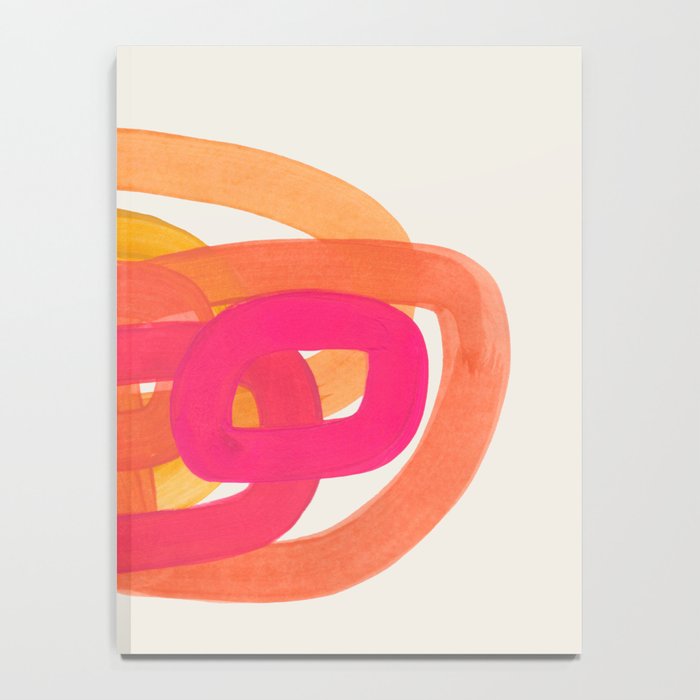 Funky Retro 70's Style Pattern Orange Pink Greindent Striped Circles Mid Century Colorful Pop Art Notebook Gallery Image 4