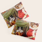 'A Merry Christmas' Vintage Cat Art by Louis Wain Pillow Sham Gallery Image 3