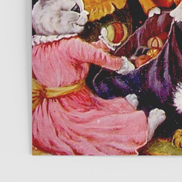 'A Merry Christmas' Vintage Cat Art by Louis Wain Poster Gallery Image 3