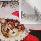 'A Merry Christmas' Vintage Cat Art by Louis Wain Wall Tapestry Gallery Image 3