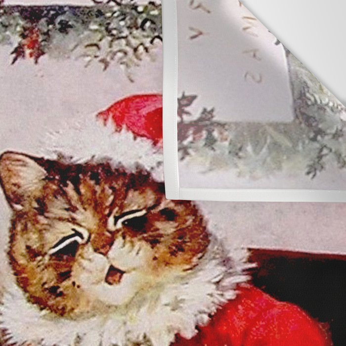 'A Merry Christmas' Vintage Cat Art by Louis Wain Wall Tapestry Gallery Image 3