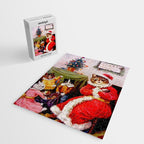 'A Merry Christmas' Vintage Cat Art by Louis Wain Jigsaw Puzzle Gallery Image 2