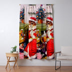'A Merry Christmas' Vintage Cat Art by Louis Wain Window Curtain Gallery Image 5