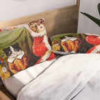 'A Merry Christmas' Vintage Cat Art by Louis Wain Pillow Sham Gallery Image 2