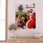 'A Merry Christmas' Vintage Cat Art by Louis Wain Wall Tapestry Gallery Image 2