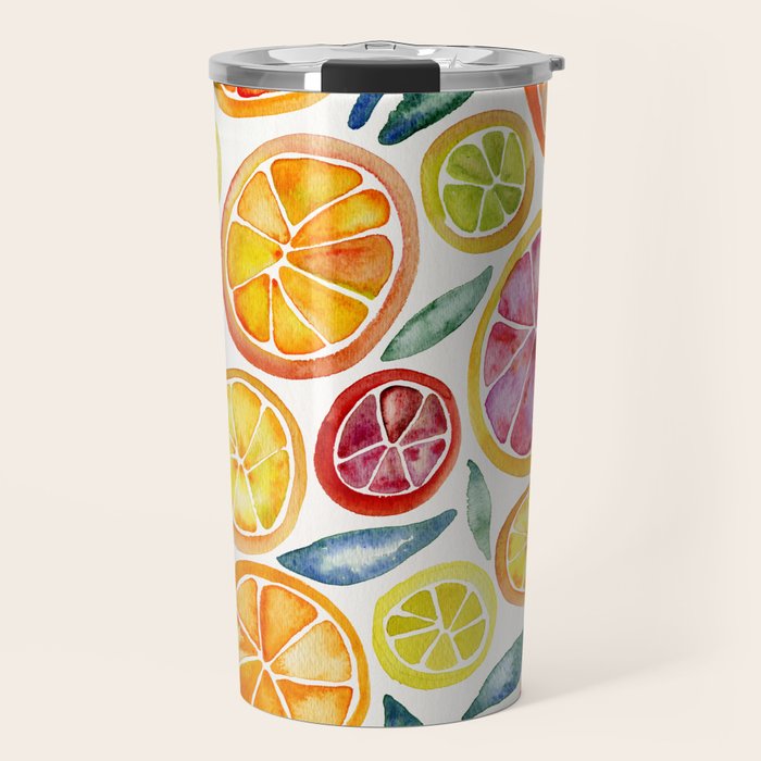Sliced Citrus Watercolor Travel Mug Gallery Image 1