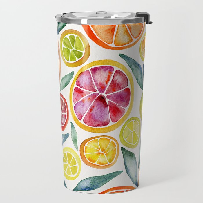 Sliced Citrus Watercolor Travel Mug Gallery Image 2