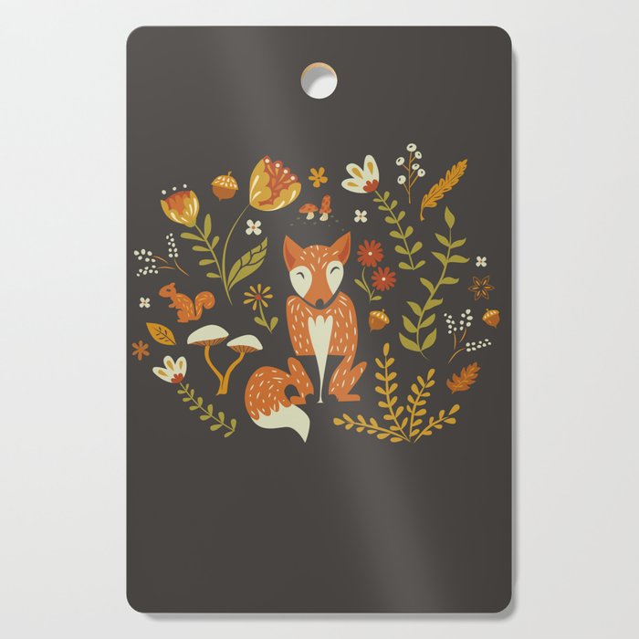 Fox in an Autumn Garden Cutting Board Gallery Image 1