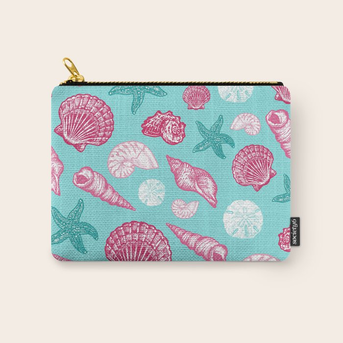 Seashell Pattern - Pink and mint Carry All Pouch Gallery Image 1