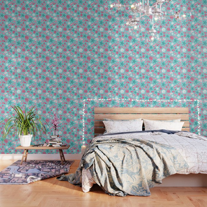 Seashell Pattern - Pink and mint Wallpaper Gallery Image 3