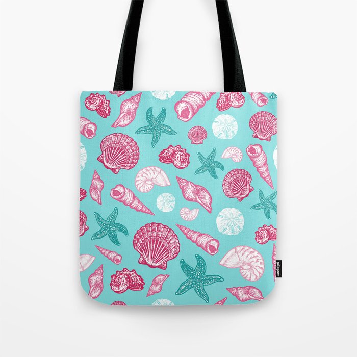 Seashell Pattern - Pink and mint Tote Bag Gallery Image 1