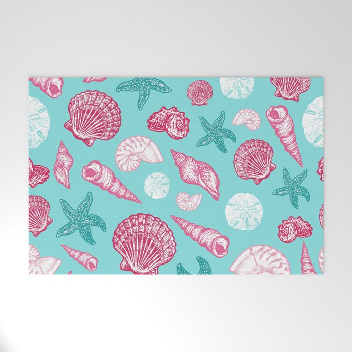 Seashell Pattern - Pink and mint Welcome Mat Gallery Image 1