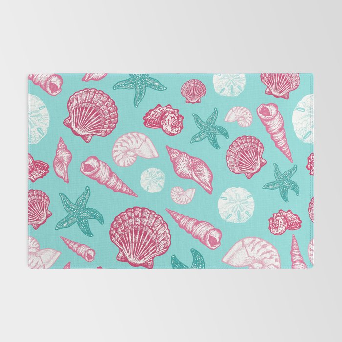 Seashell Pattern - Pink and mint Rug Gallery Image 2