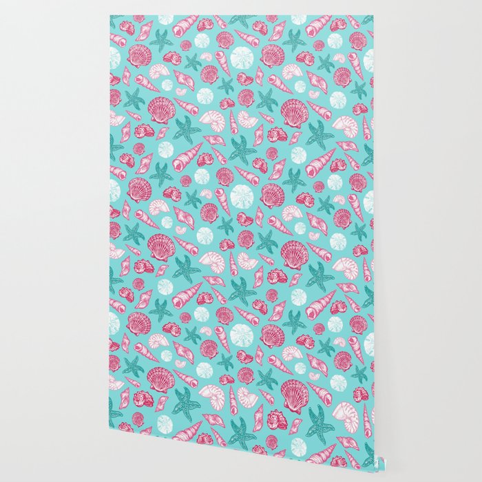 Seashell Pattern - Pink and mint Wallpaper Gallery Image 2
