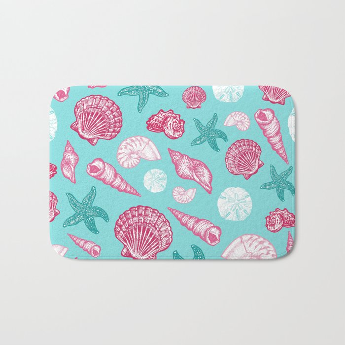Seashell Pattern - Pink and mint Bath Mat Gallery Image 1