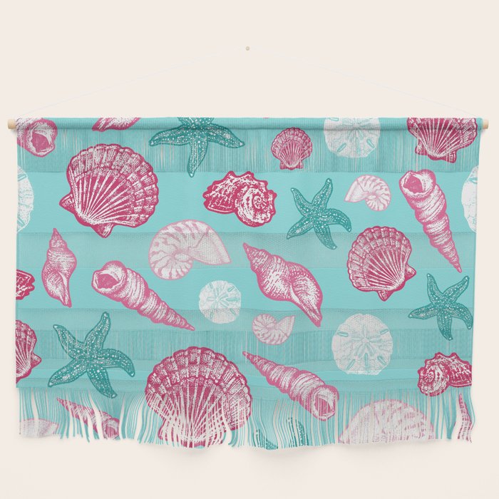 Seashell Pattern - Pink and mint Wall Hanging Gallery Image 1