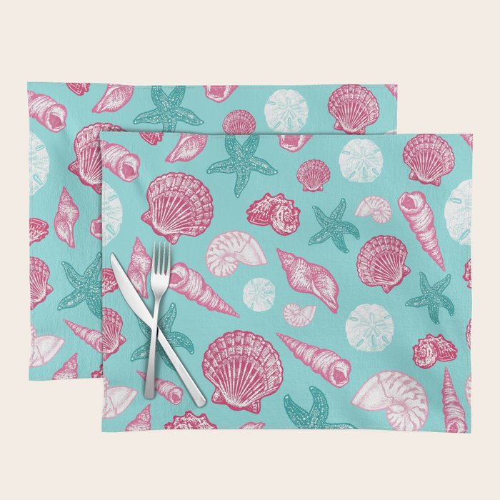 Seashell Pattern - Pink and mint Placemat Gallery Image 1