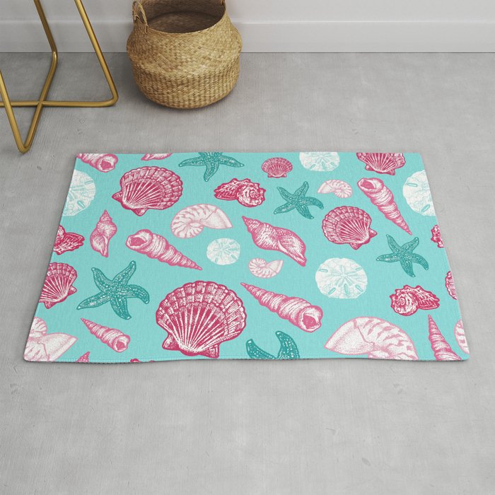 Seashell Pattern - Pink and mint Rug Gallery Image 1
