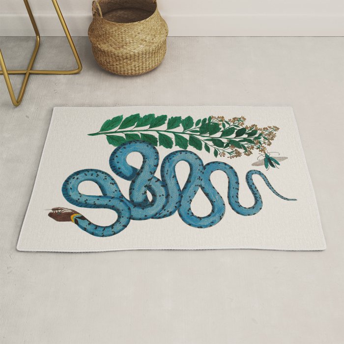 Albertus Seba Snakes Blue Snake  Rug Gallery Image 1
