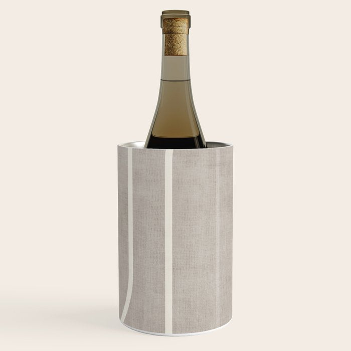 Linen Texture Beige White Minimalist Artwork Wine Chiller Gallery Image 1