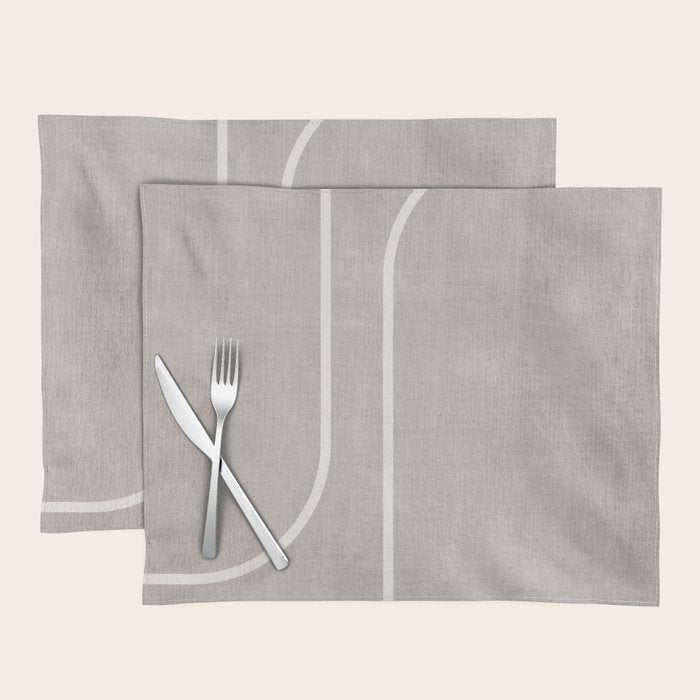 Linen Texture Beige White Minimalist Artwork Placemat Gallery Image 1