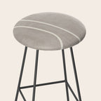 Linen Texture Beige White Minimalist Artwork Stool Gallery Image 2