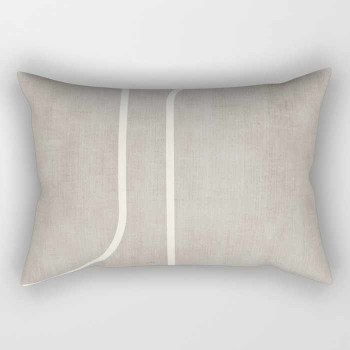 Linen Texture Beige White Minimalist Artwork Rectangular Pillow Gallery Image 2