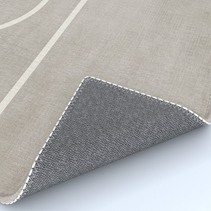 Linen Texture Beige White Minimalist Artwork Rug Gallery Image 4