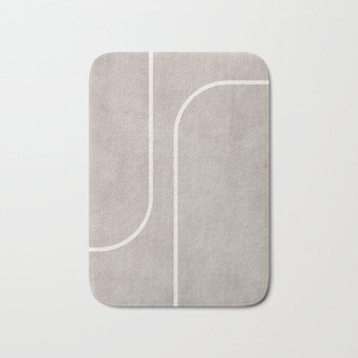 Linen Texture Beige White Minimalist Artwork Bath Mat Gallery Image 1