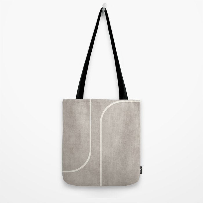 Linen Texture Beige White Minimalist Artwork Tote Bag Gallery Image 2