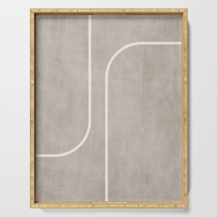 Linen Texture Beige White Minimalist Artwork Serving Tray Gallery Image 1