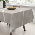 Linen Texture Beige White Minimalist Artwork Tablecloth Gallery Image 3