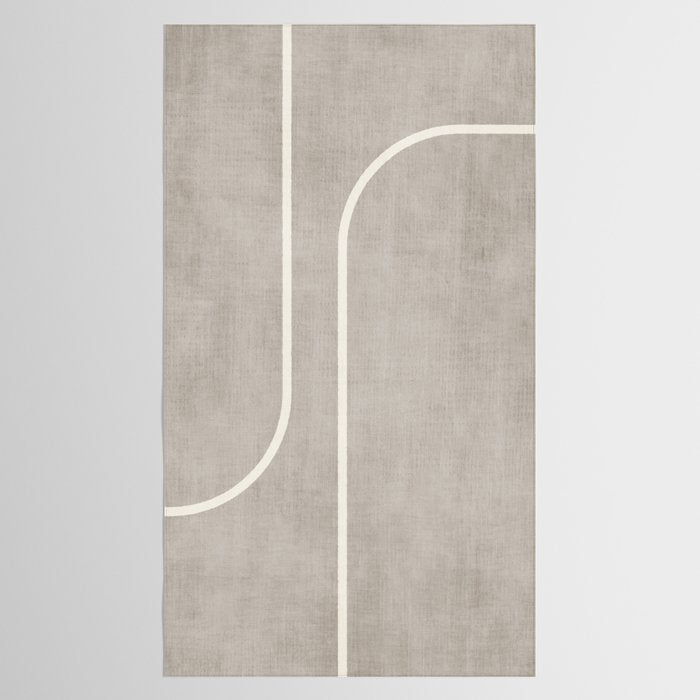Linen Texture Beige White Minimalist Artwork Tablecloth Gallery Image 2