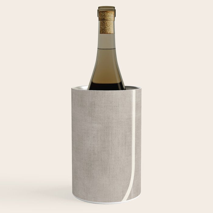 Linen Texture Beige White Minimalist Artwork Wine Chiller Gallery Image 2