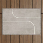 Linen Texture Beige White Minimalist Artwork Outdoor Rug Gallery Image 1