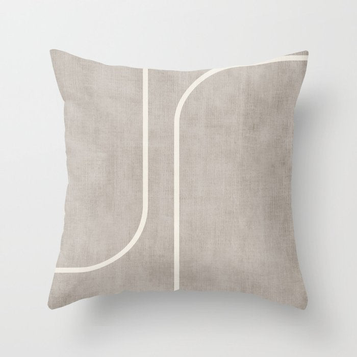 Linen Texture Beige White Minimalist Artwork Throw Pillow Gallery Image 6