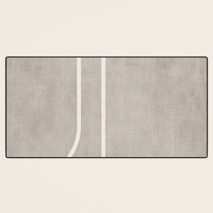 Linen Texture Beige White Minimalist Artwork Desk Mat Gallery Image 3