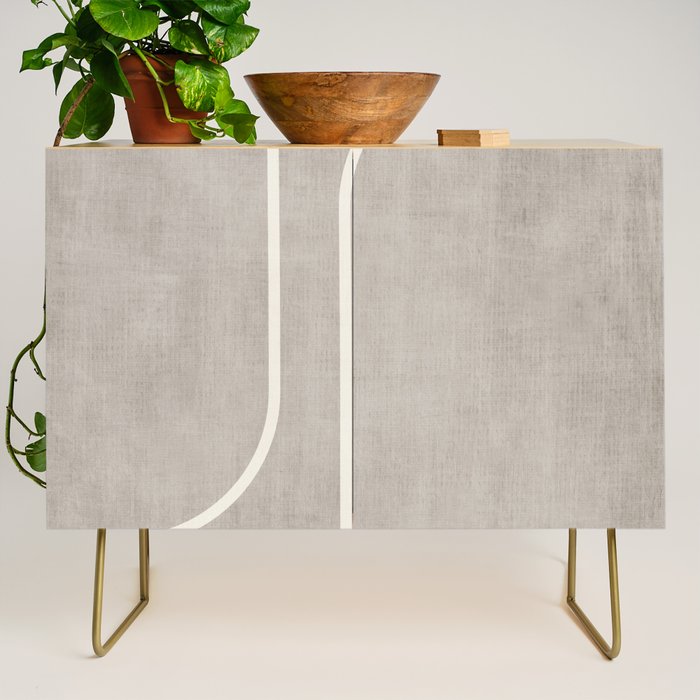 Linen Texture Beige White Minimalist Artwork Credenza Gallery Image 1